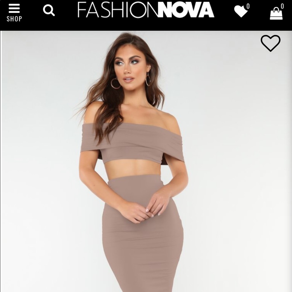 FashionNova Not Welcome Off Shoulder Set - Mocha